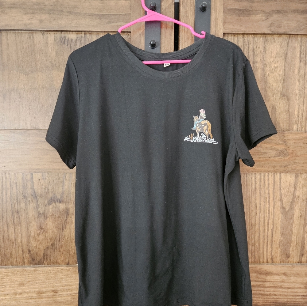 NWOT Cowgirl 0XL Black Country Southern Horse Shirt Top